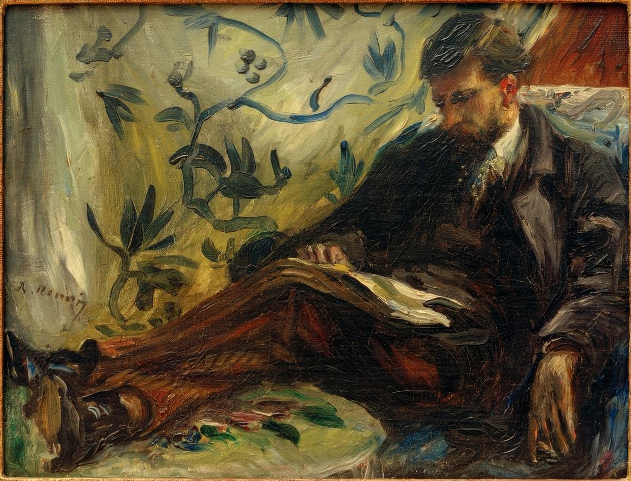 Ritratto di Edmond Maître sul divano da Pierre Auguste Renoir