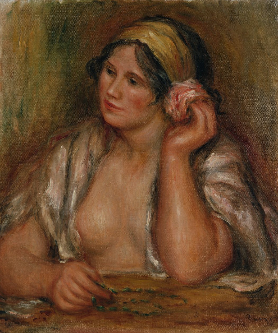 Gabrielle con collana verde, c.1905 da Pierre Auguste Renoir
