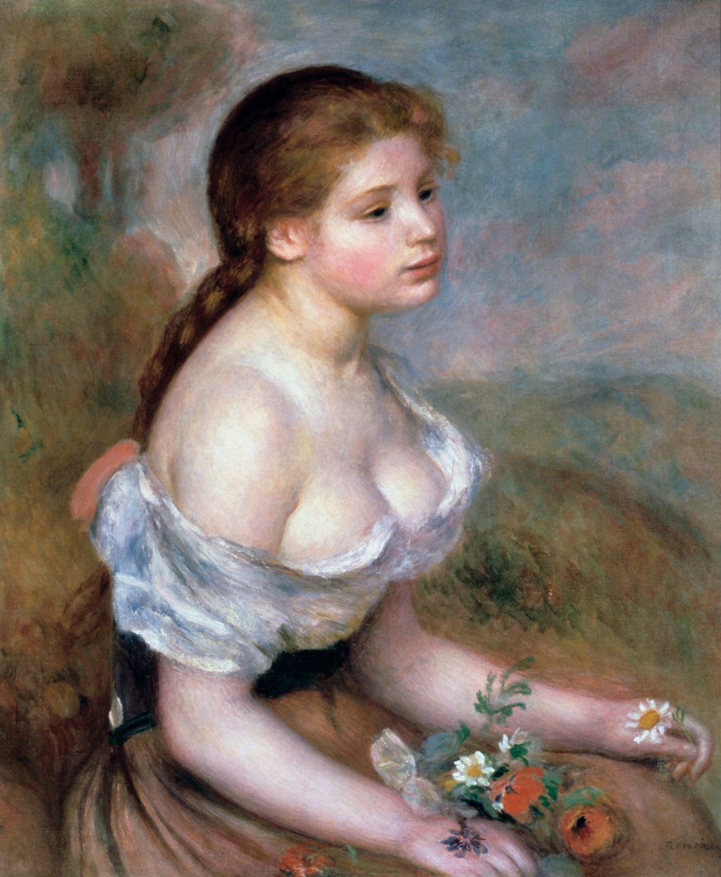 Ragazza con fiori da Pierre Auguste Renoir