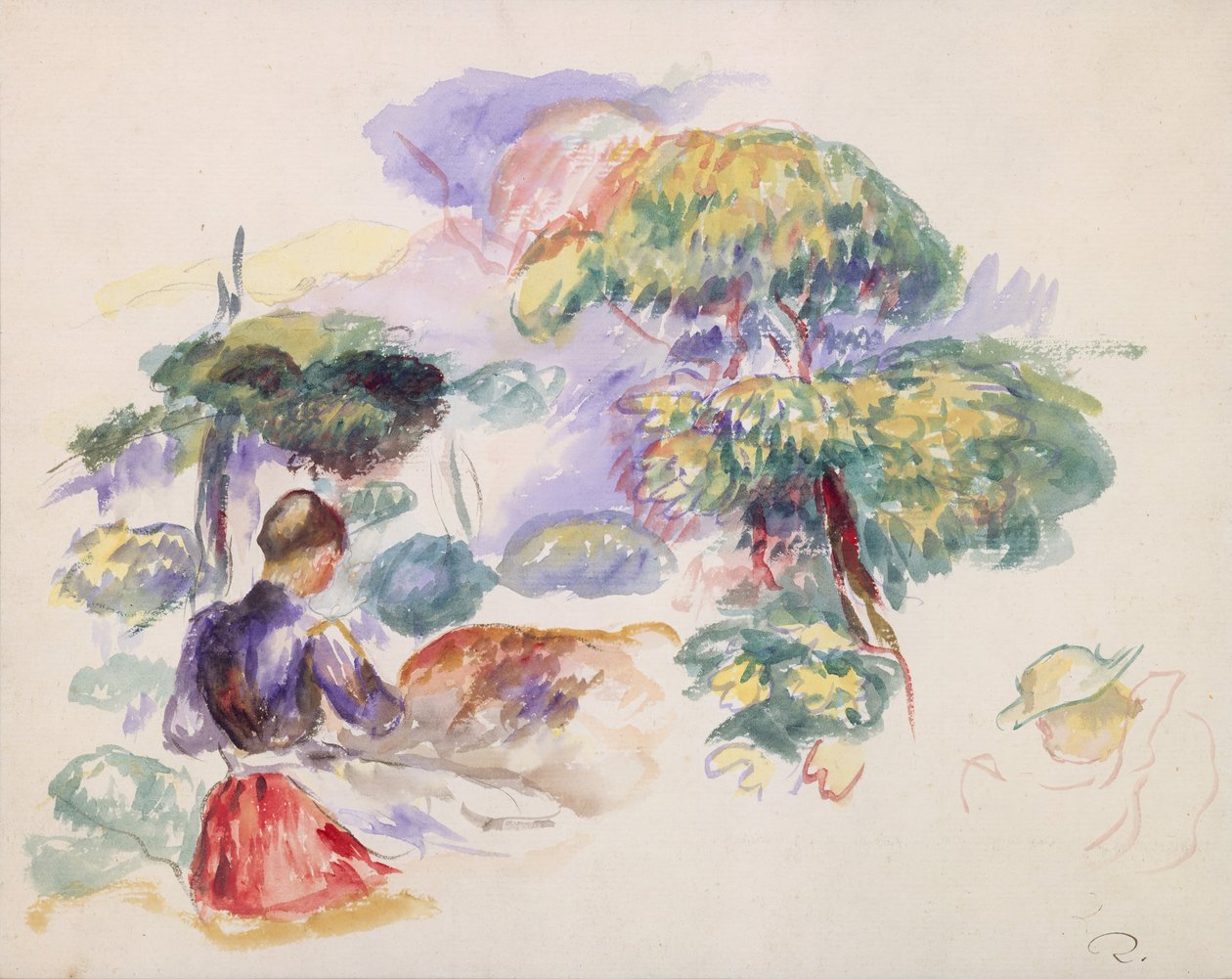 Paesaggio con una ragazza, ca. 1890 da Pierre Auguste Renoir
