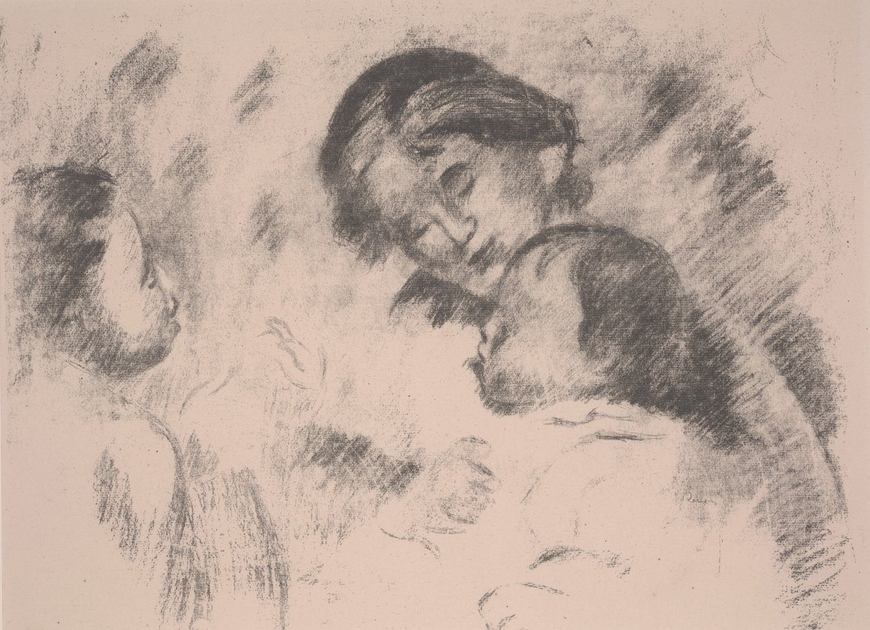 Maternità: Gabrielle, Jean e una ragazza da Pierre Auguste Renoir