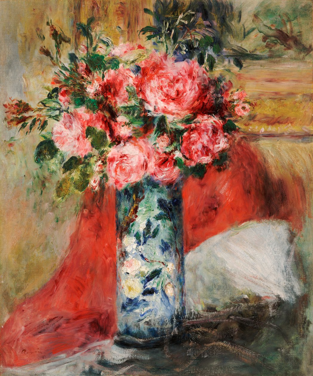 Rose e peonie in un vaso da Pierre Auguste Renoir