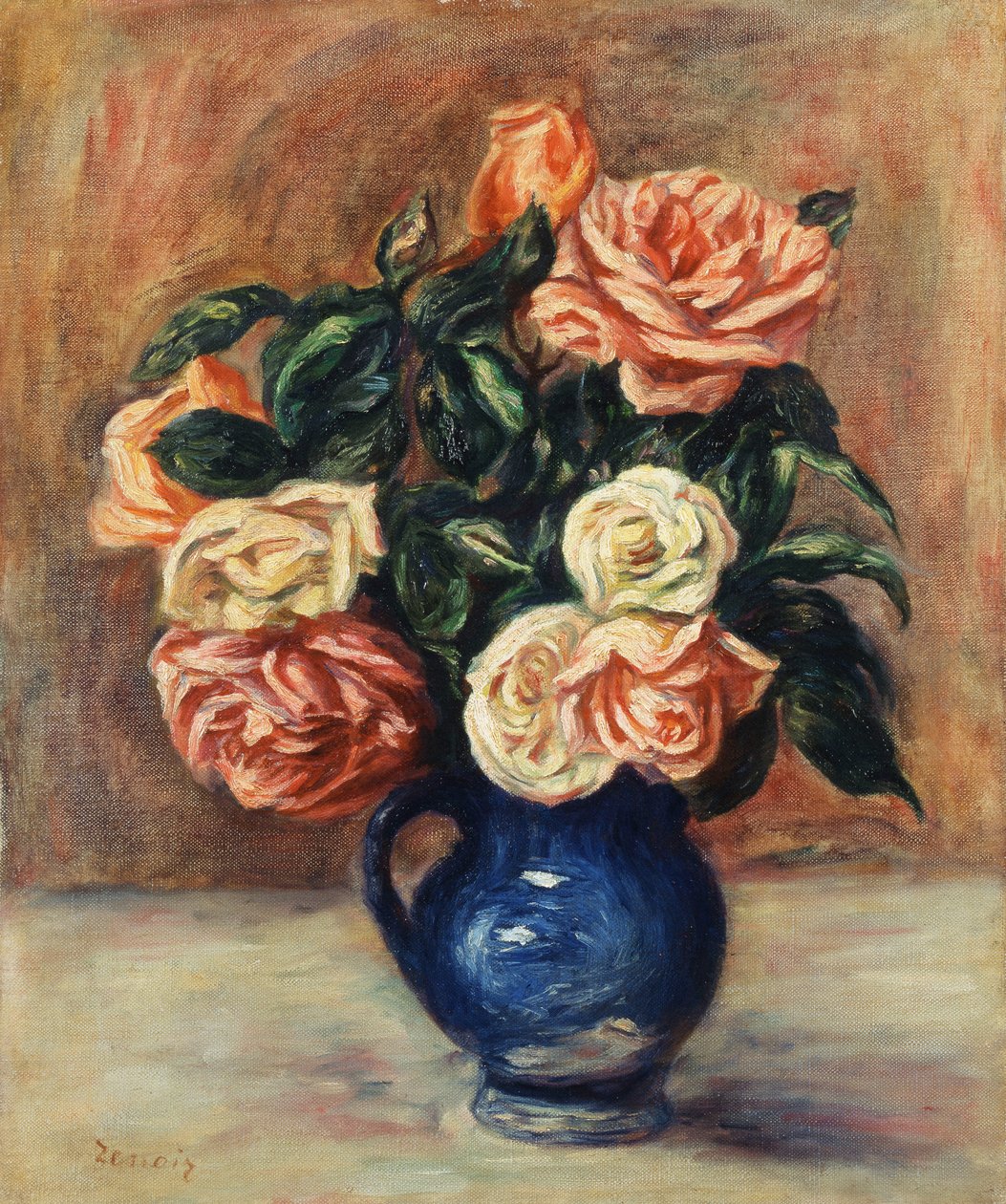 Rose in un vaso blu da Pierre Auguste Renoir