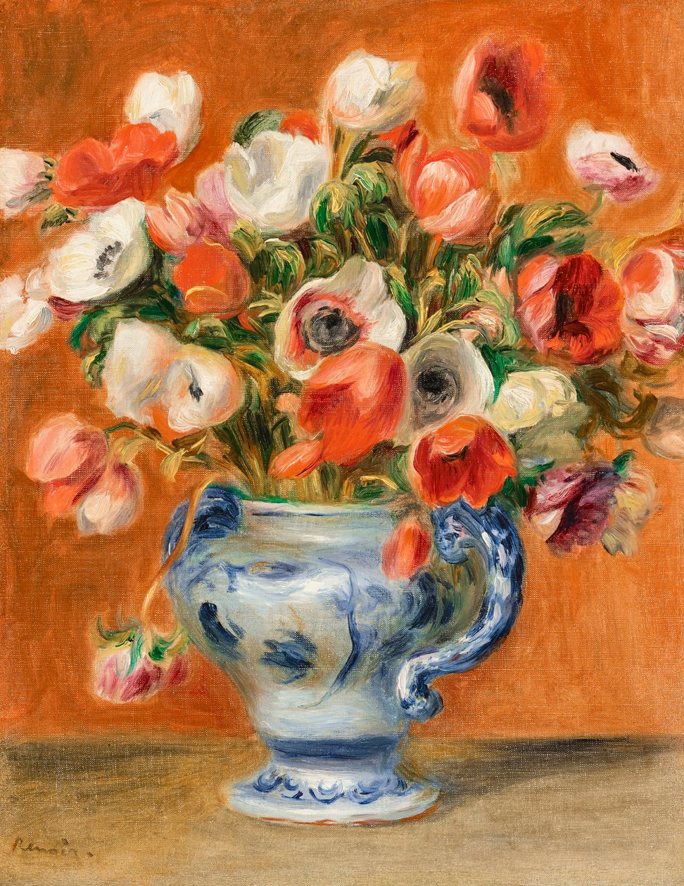 Vaso di anemoni, 1890 da Pierre Auguste Renoir