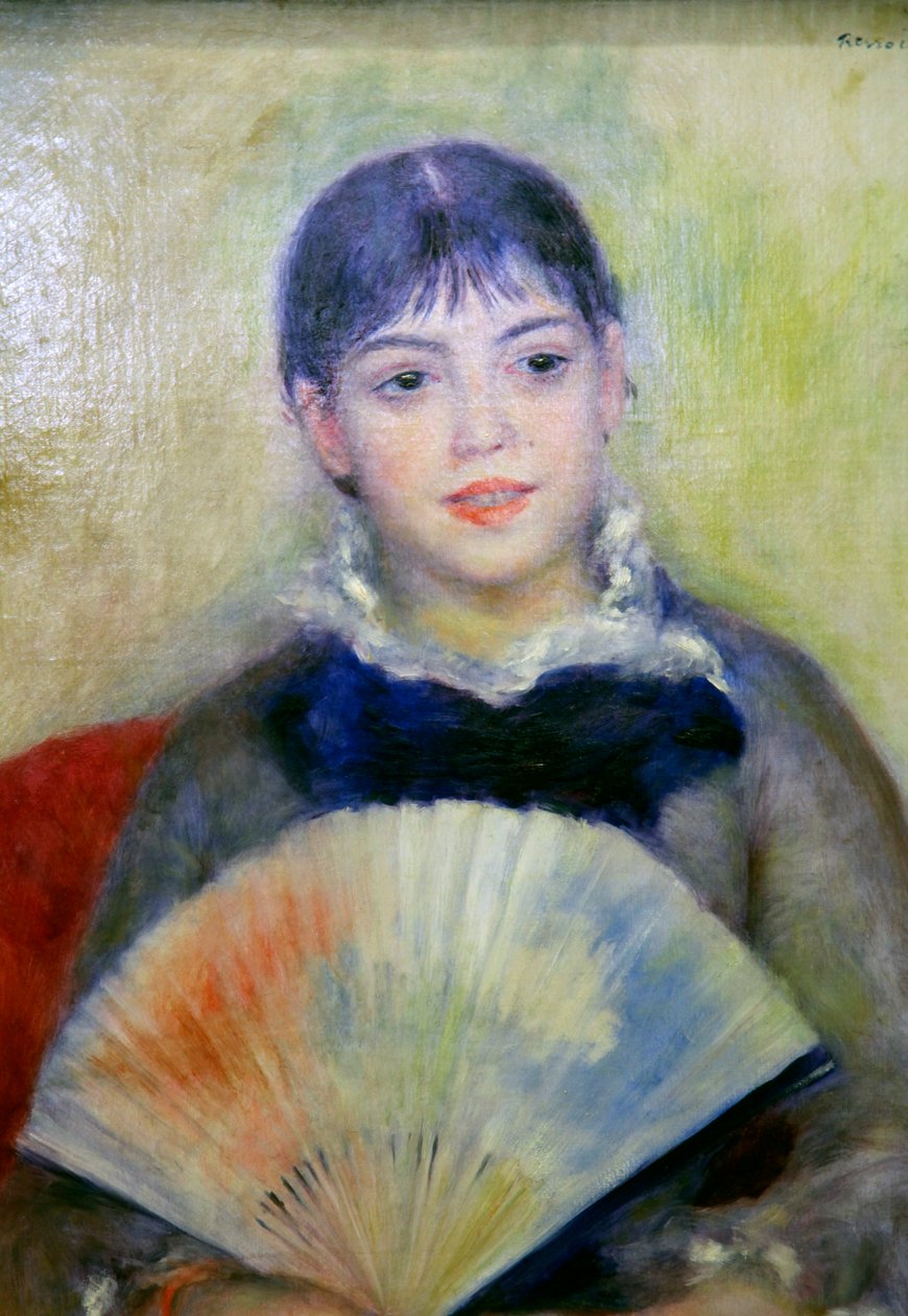 Giovane donna con un ventaglio, 1880 da Pierre Auguste Renoir
