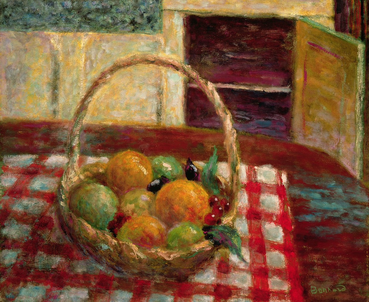 Cesto di frutta su un tavolo da Pierre Bonnard