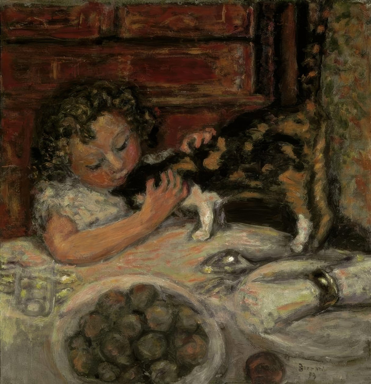 Bambina con gatto da Pierre Bonnard