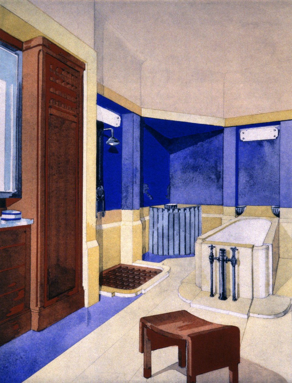 Progetto del bagno, c. 1925 da Pierre Chareau
