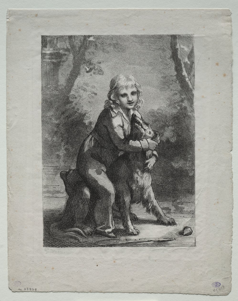 Ragazzo con un cane da Pierre Paul Prud