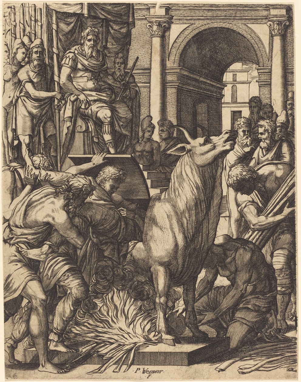 Il toro di bronzo di Falaride da Pierre Woeiriot