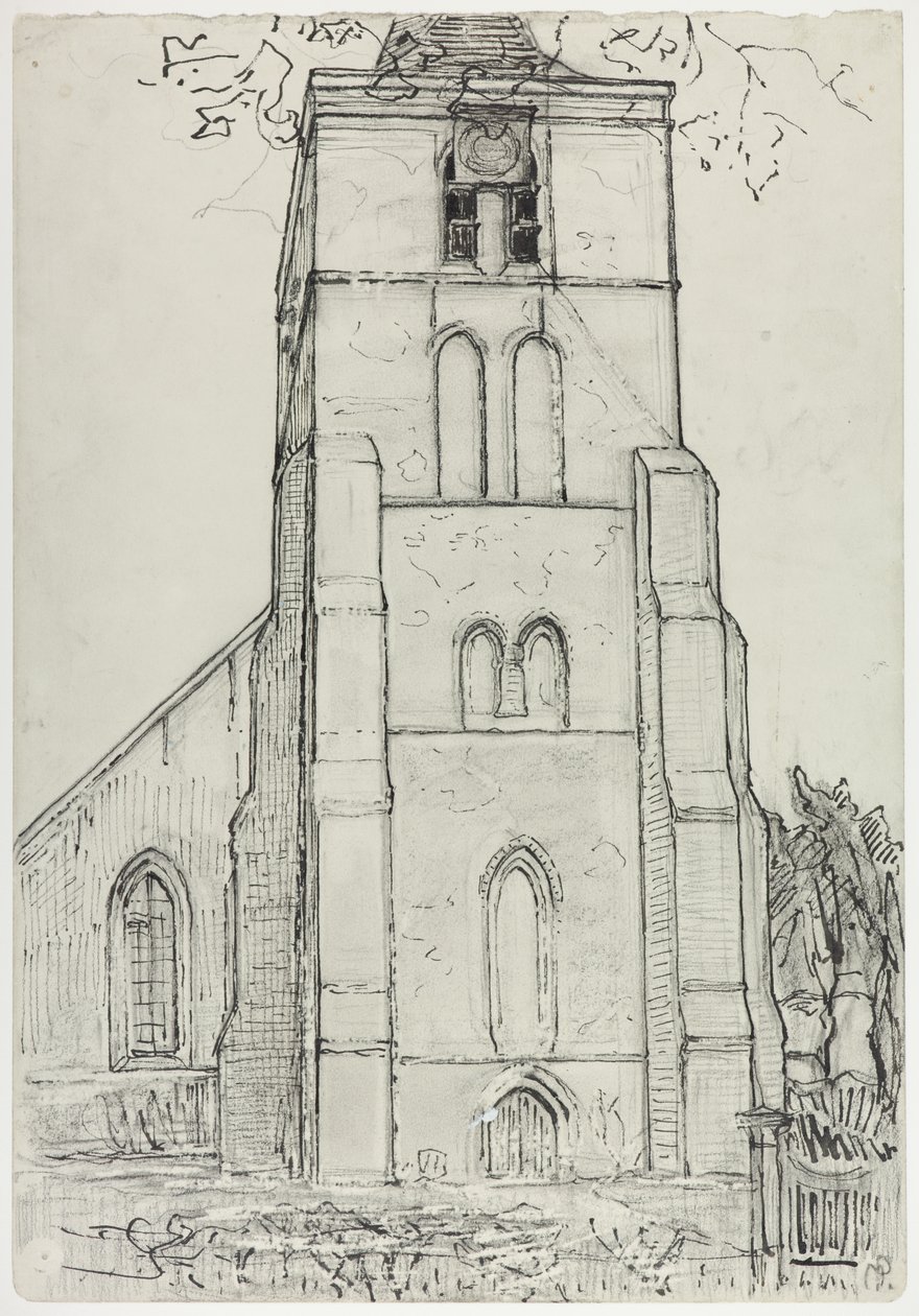 Torre della Chiesa a Domburg, fine 1910-inizio 1911 da Piet Mondrian