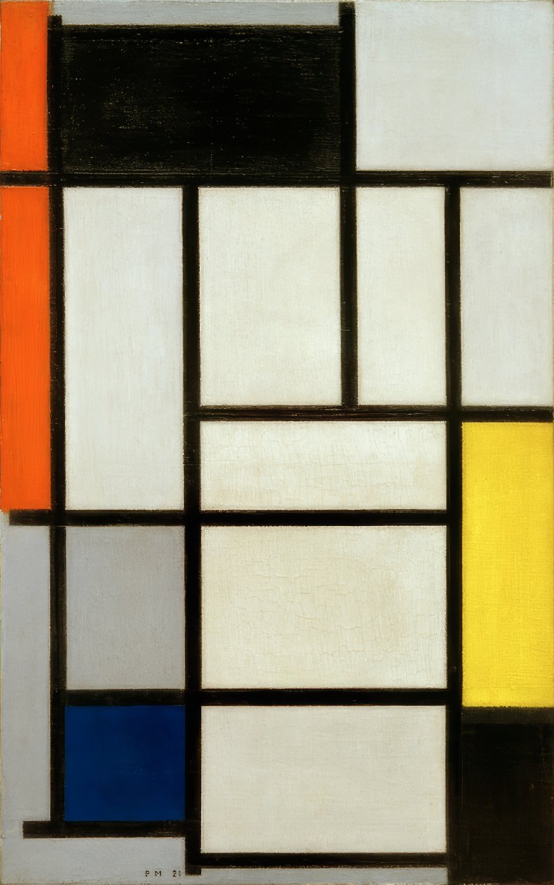 Composizione con rosso, nero, giallo, blu e grigio da Piet Mondrian