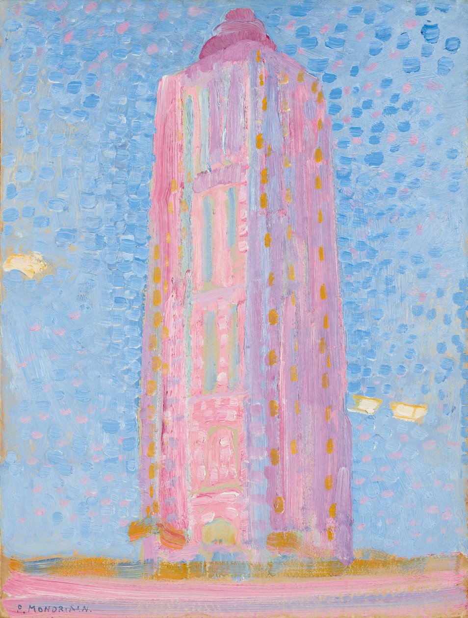 Faro a Westkapelle in rosa, 1909 da Piet Mondrian