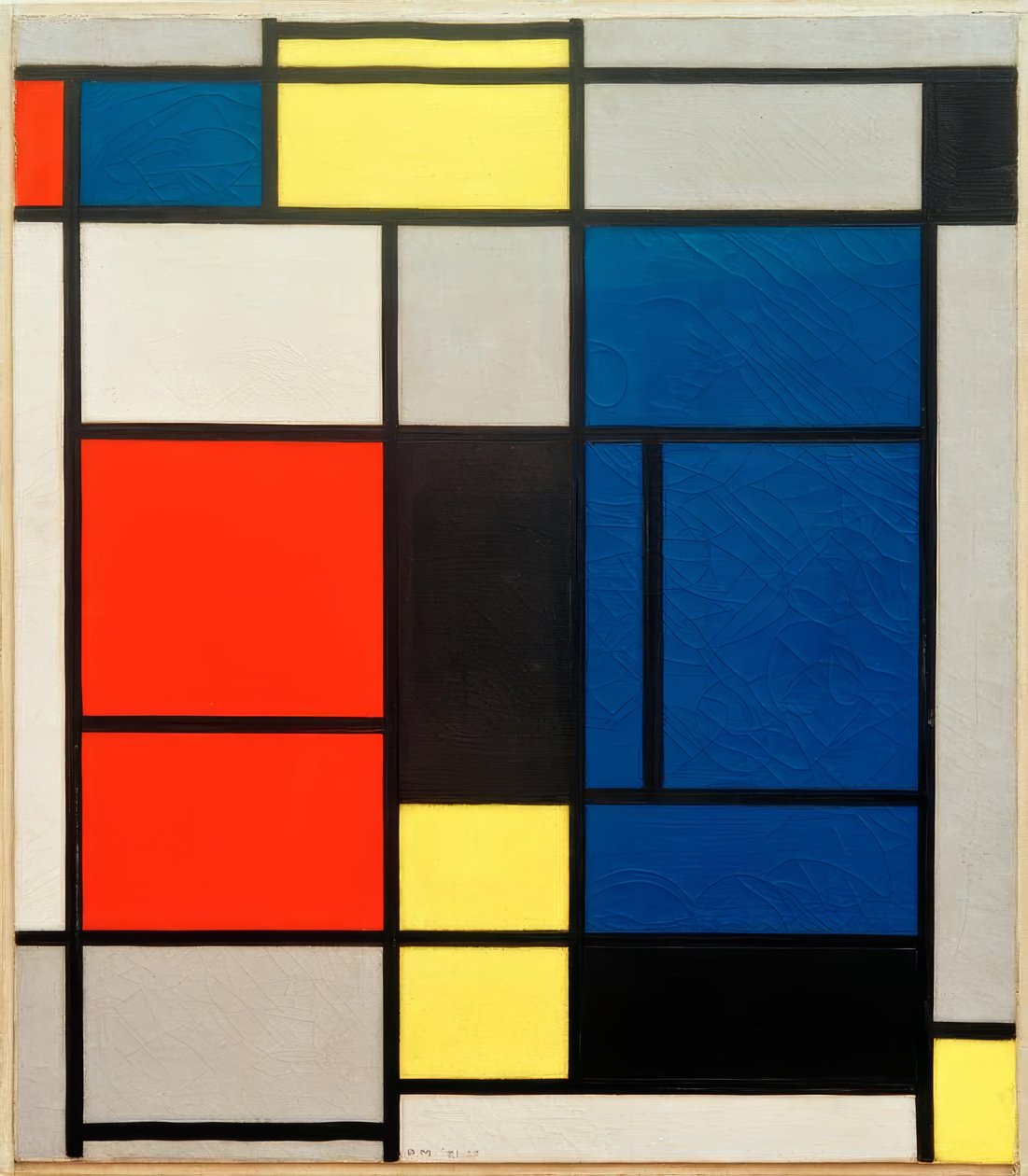 Tableau No. I, con rosso, blu, giallo, nero e grigio da Piet Mondrian