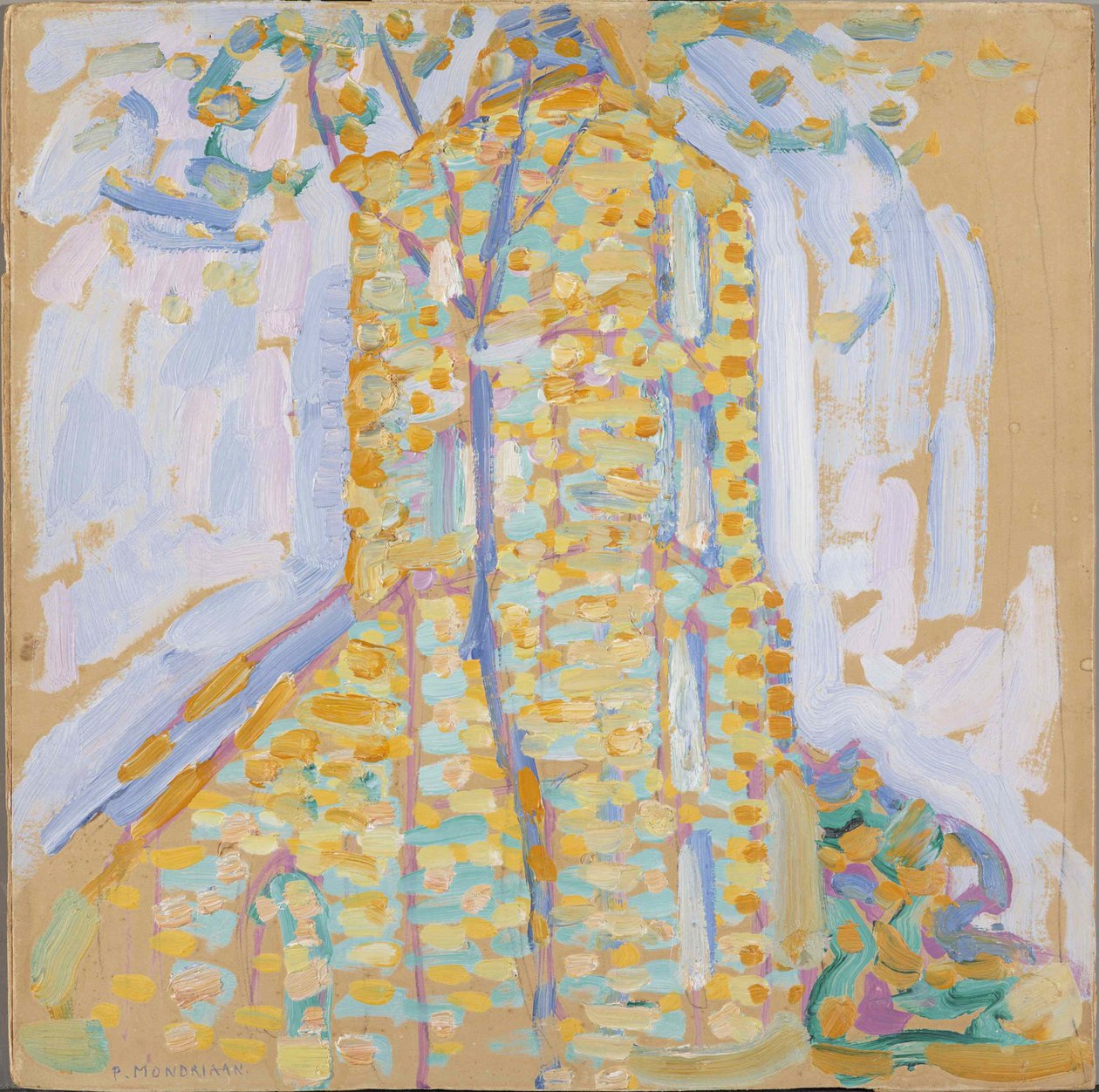 Chiesa a Domburg con albero, 1909 da Piet Mondrian