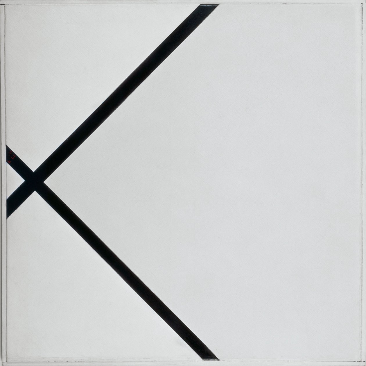 Composizione a losanga con due linee da Piet Mondrian