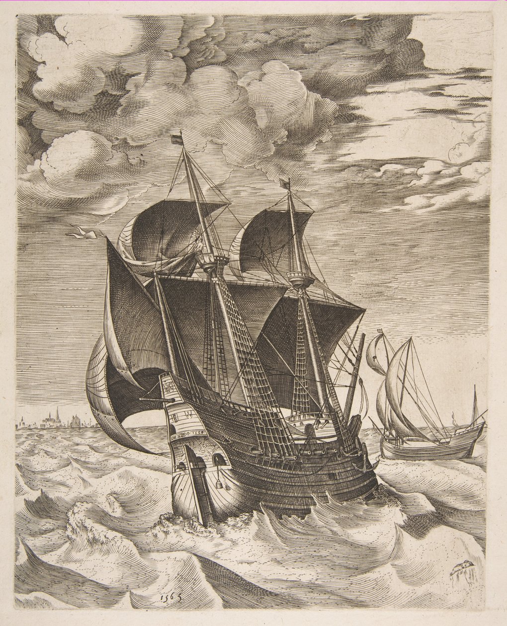 Una Hulk olandese e un Boeier da Le Navi a Vela da Pieter Bruegel the Elder