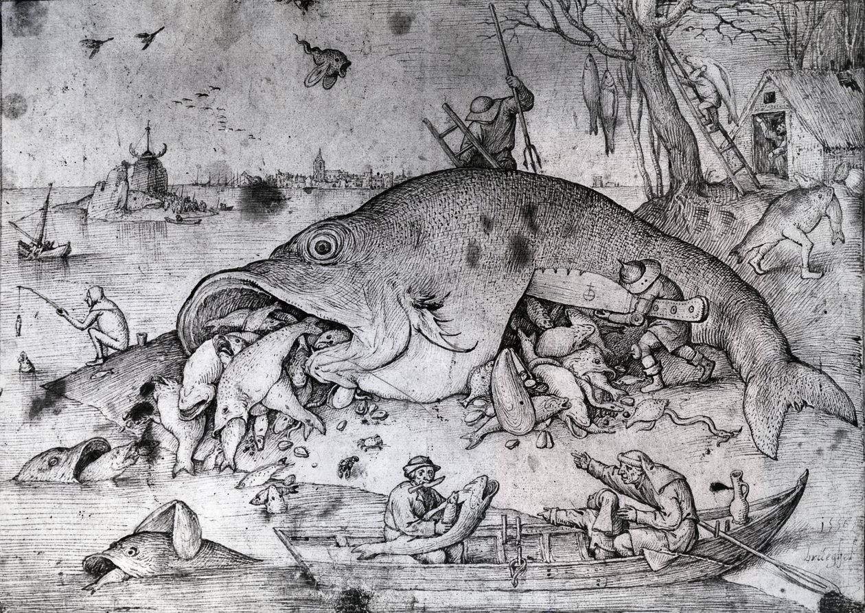 I pesci grandi mangiano i piccoli, 1556 da Pieter Bruegel the Elder