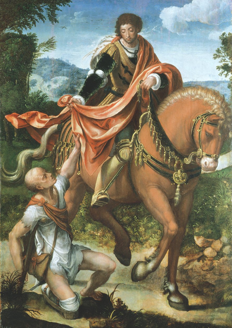 San Martino divide il suo mantello da Pieter Coecke van Aelst