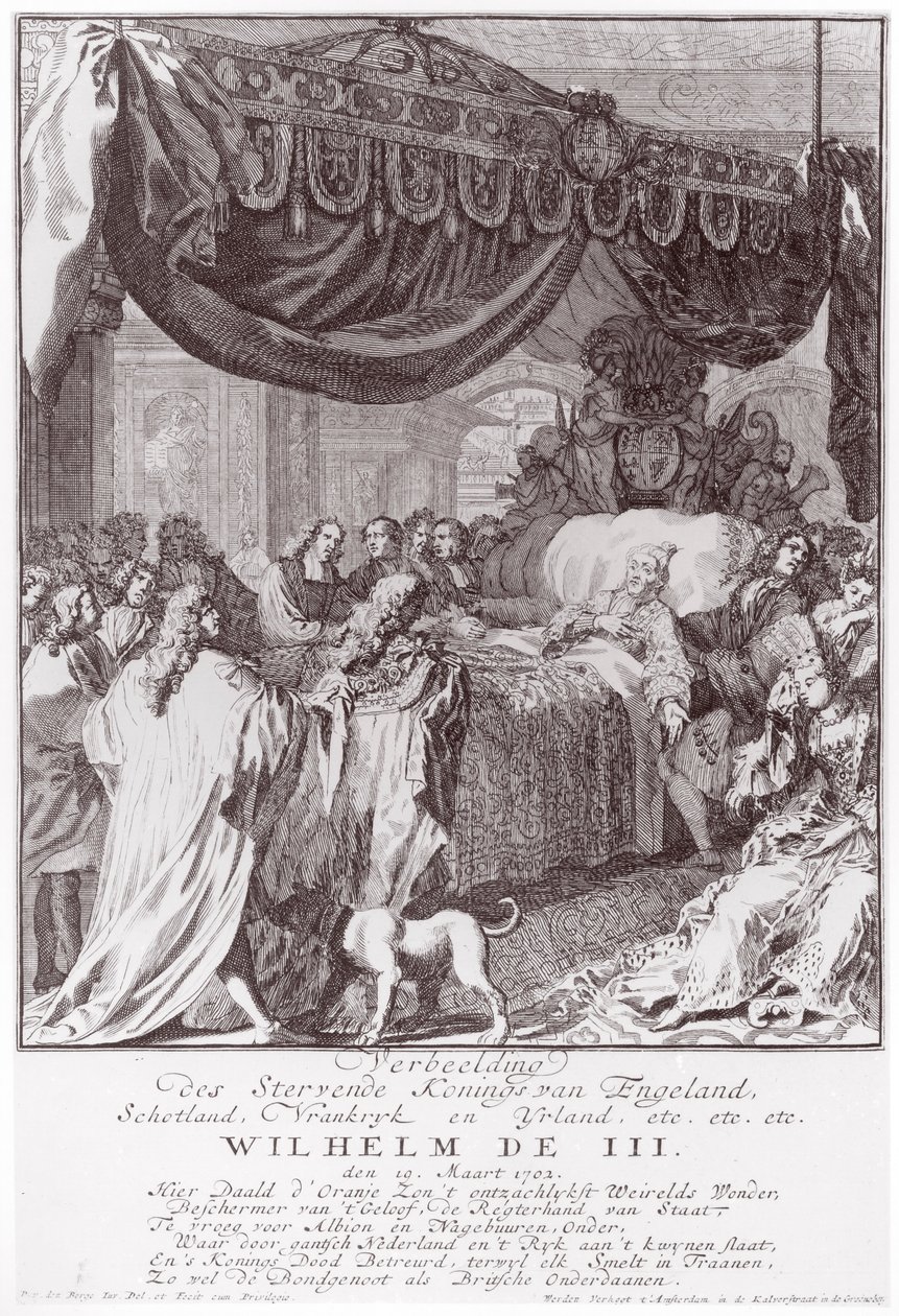 Guglielmo III (1650-1702) sul letto di morte, inciso dall