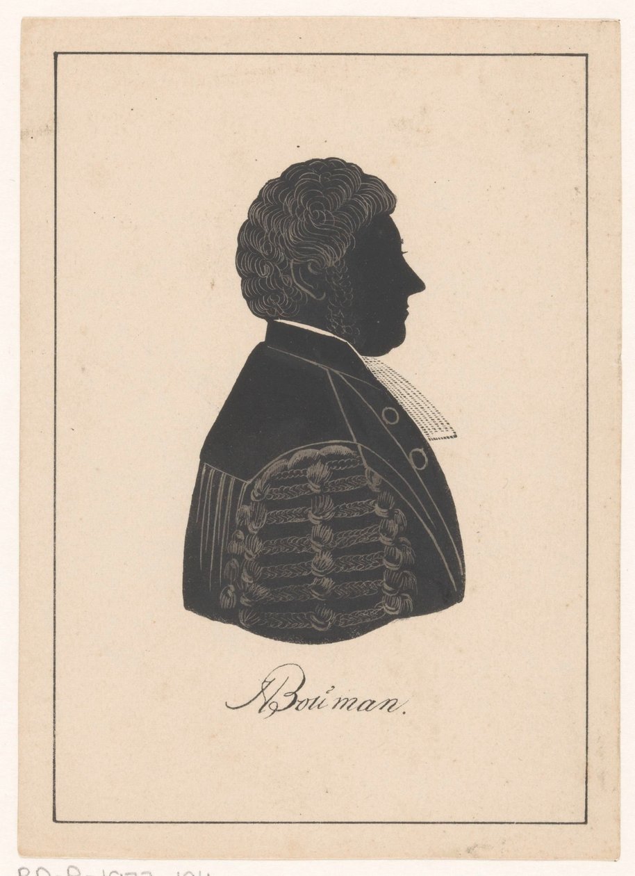 Ritratto in silhouette di Herman Bouman da Pieter Barbiers (IV) (possibly)