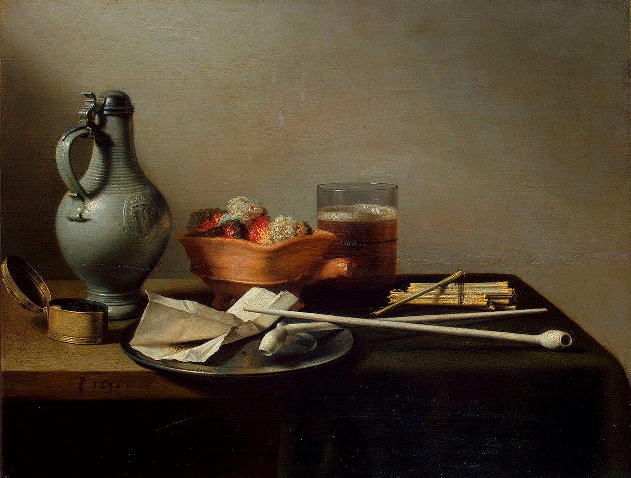 Natura morta con pipe di argilla, 1636 da Pieter Claesz