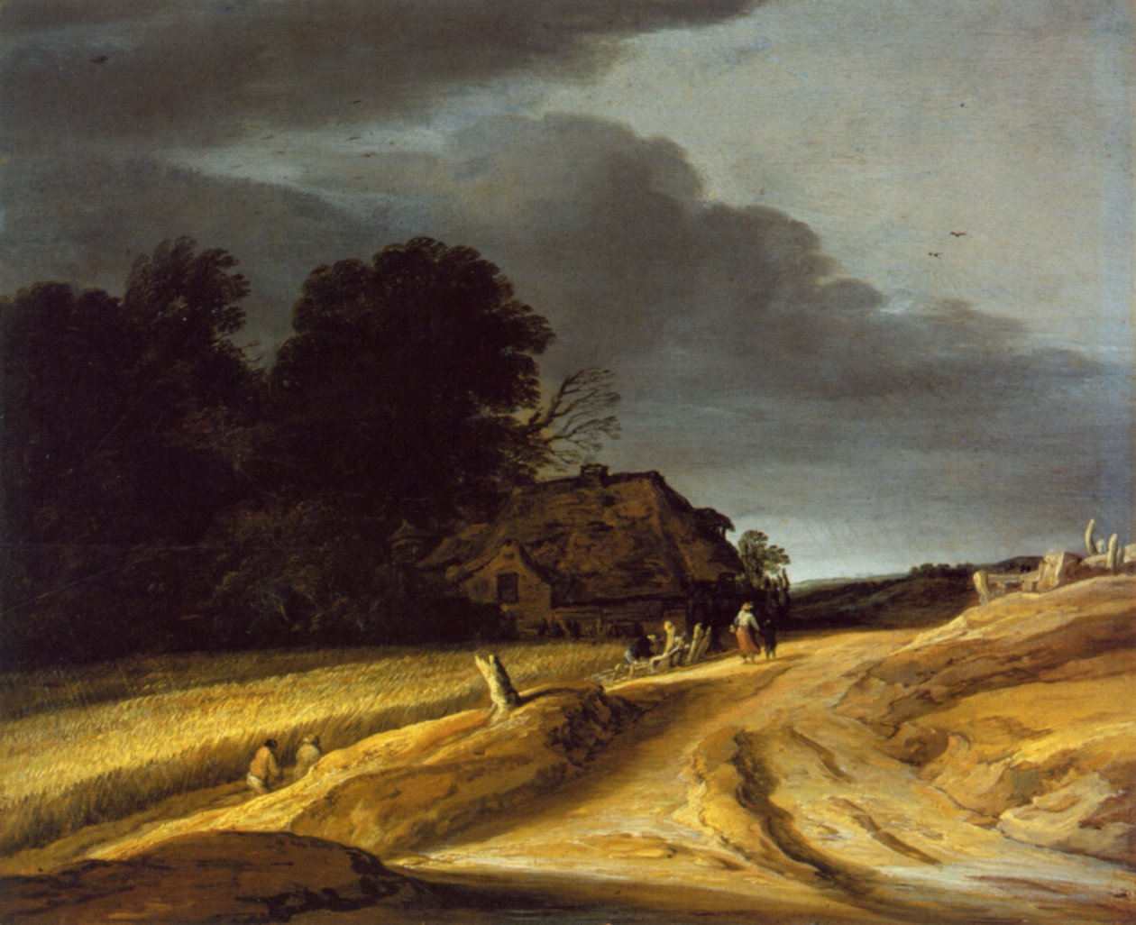 Paesaggio con strada di campagna e casa colonica da Pieter Dircksz Santvoort