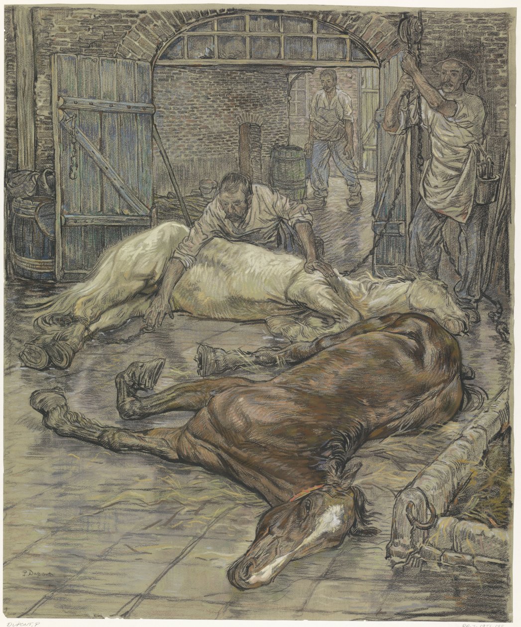 La macellazione di due cavalli da Pieter Dupont