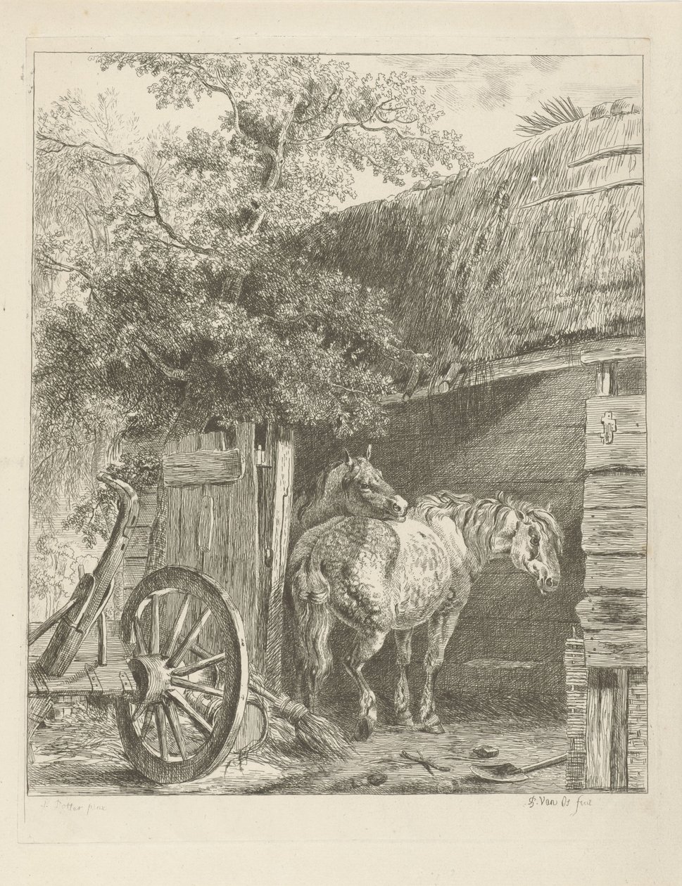 Due cavalli in una stalla da Pieter Gerardus van Os