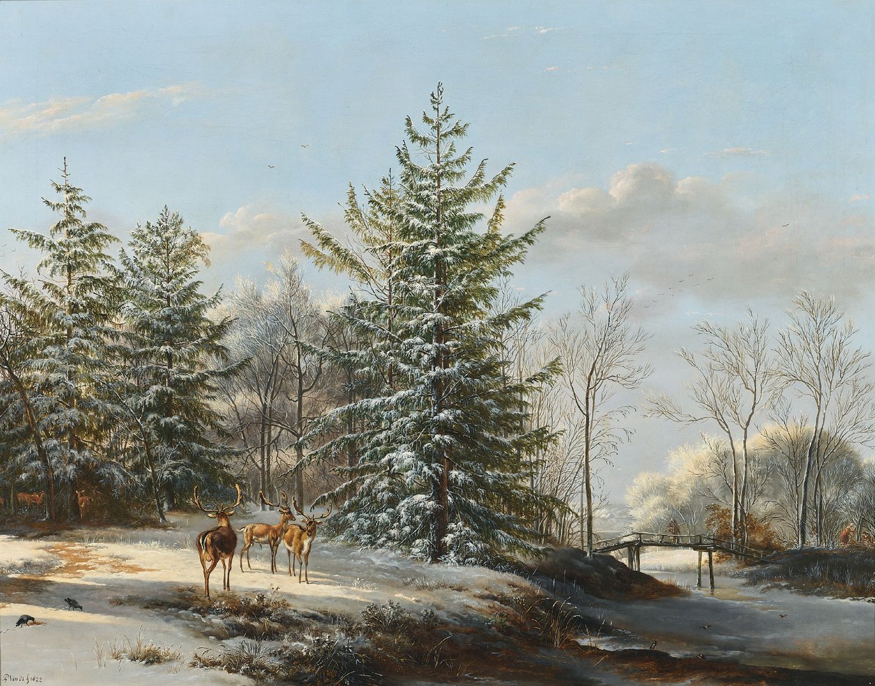 Paesaggio invernale con daini da Pieter Gerardus van Os