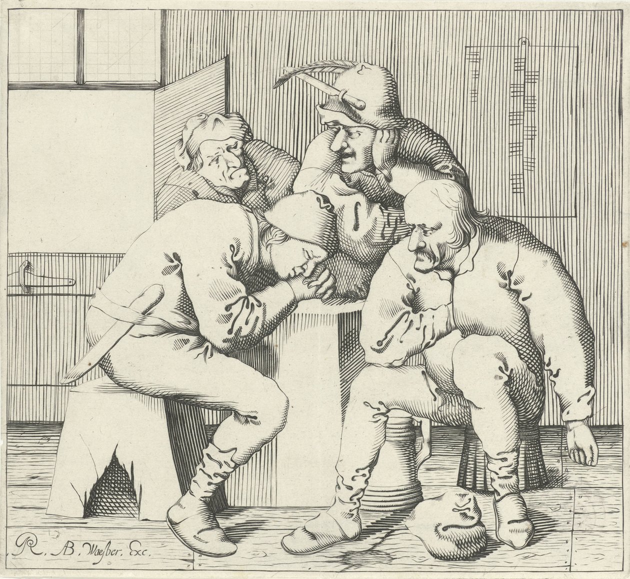Quattro uomini attorno a un tavolo da Pieter Jansz Quast (possibly)