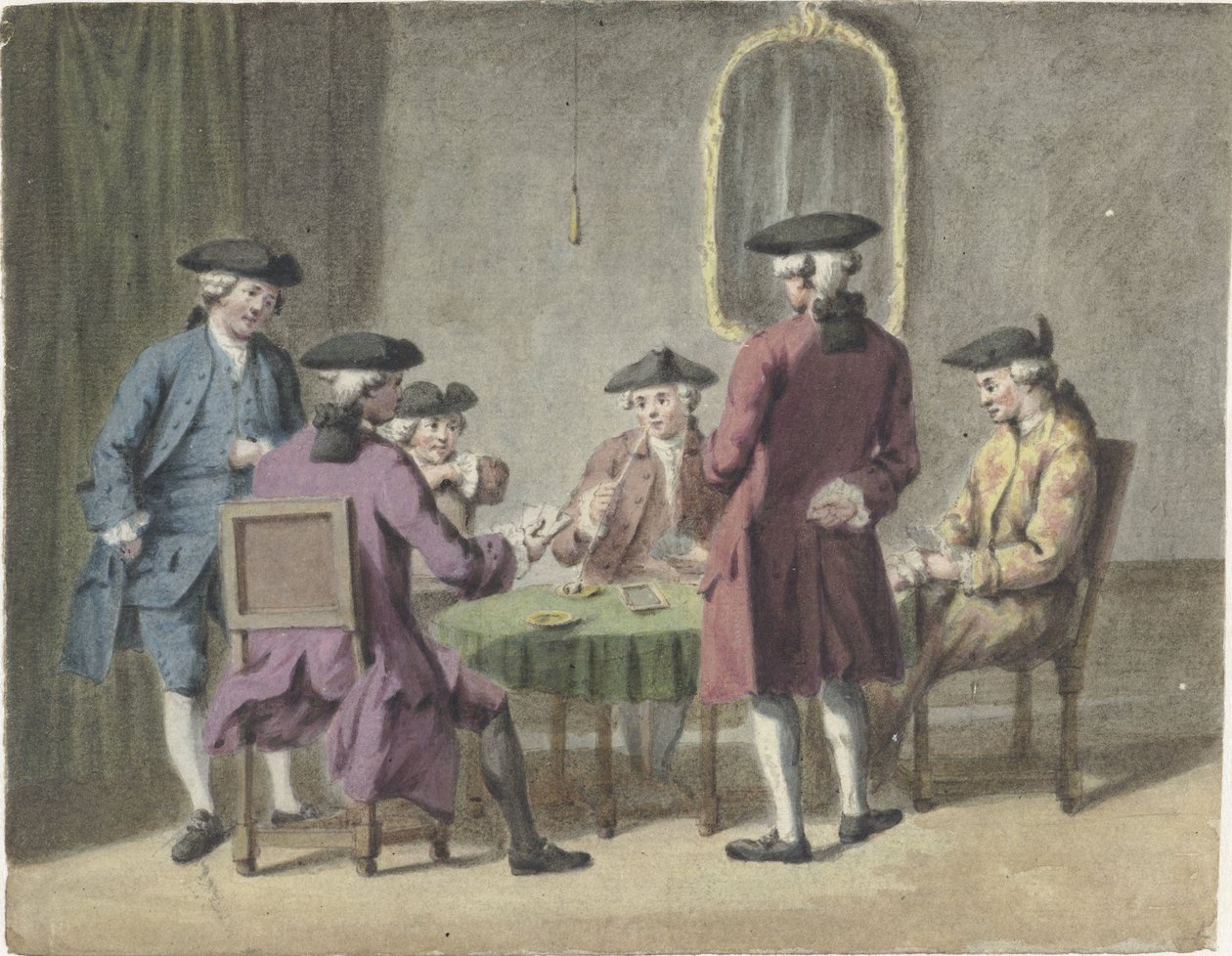 Uomini che giocano a carte in un interno da Pieter Louw