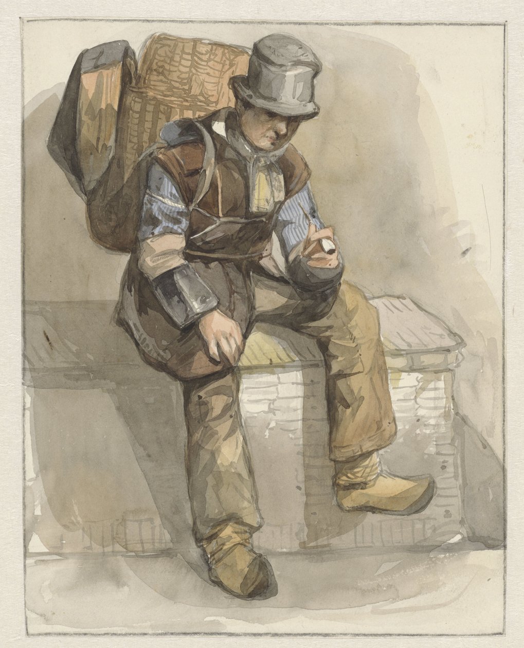 Venditore ambulante seduto da Pieter Marinus van de Laar (attributed to)