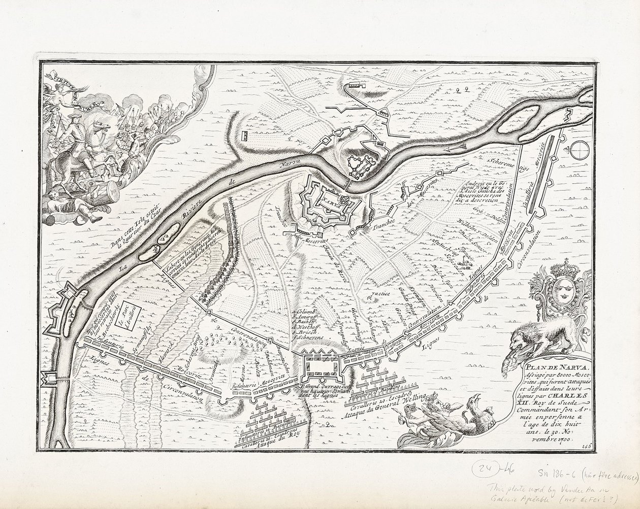 Mappa di Narva nel 1700 da Pieter Mortier