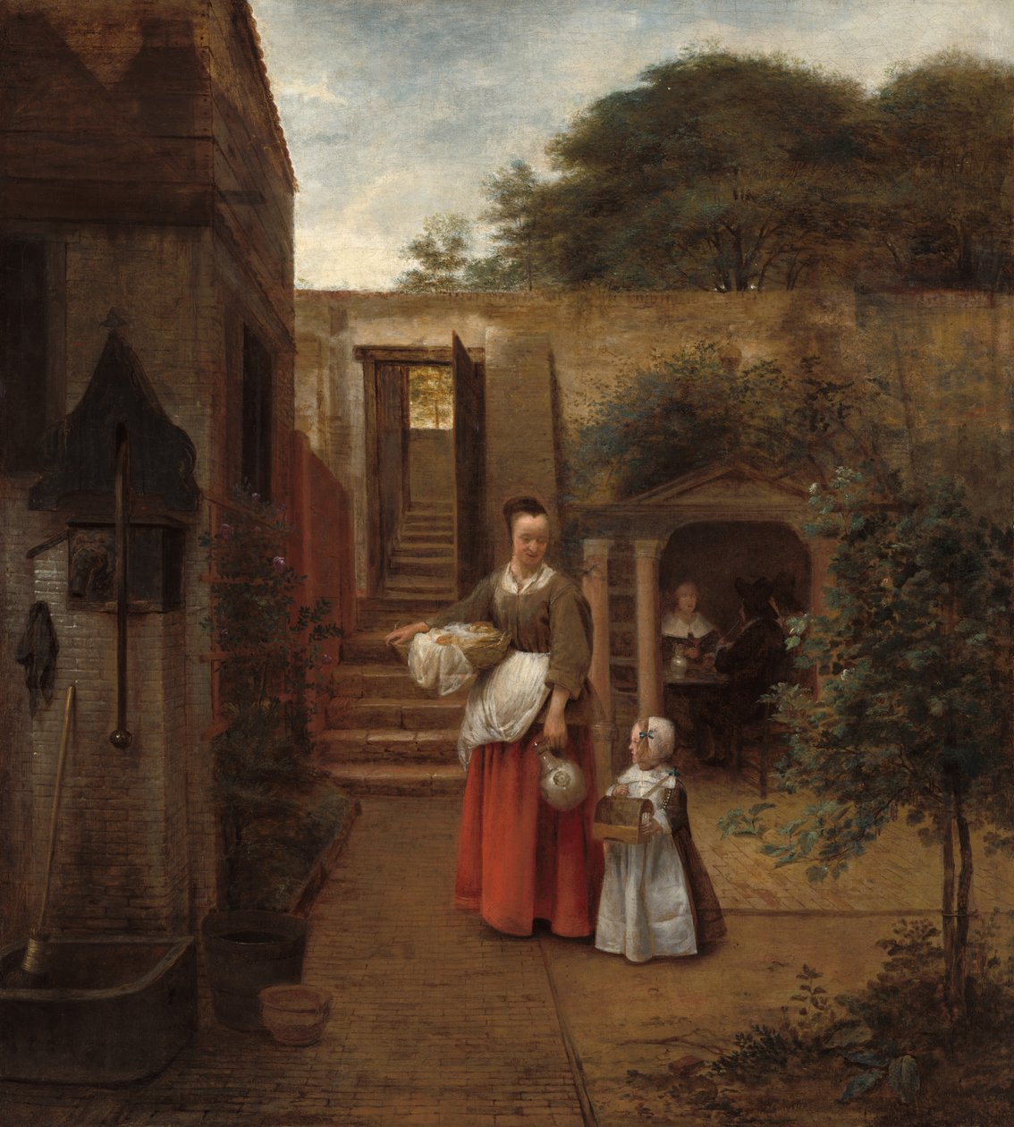 Donna e bambino in un cortile da Pieter de Hooch
