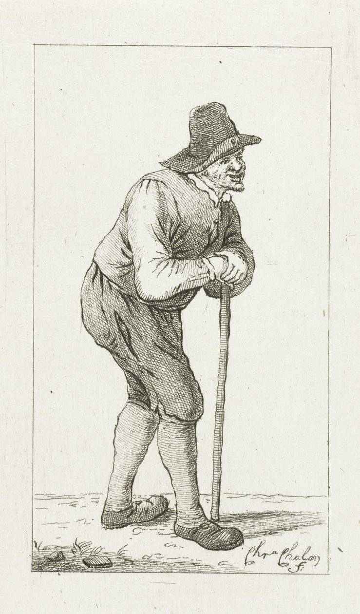 Uomo appoggiato a un bastone da Pieter de Mare