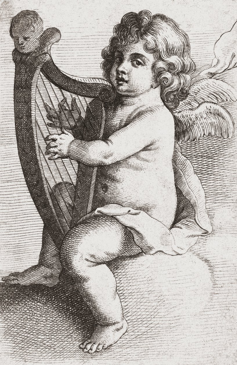 Un angelo bambino che suona un