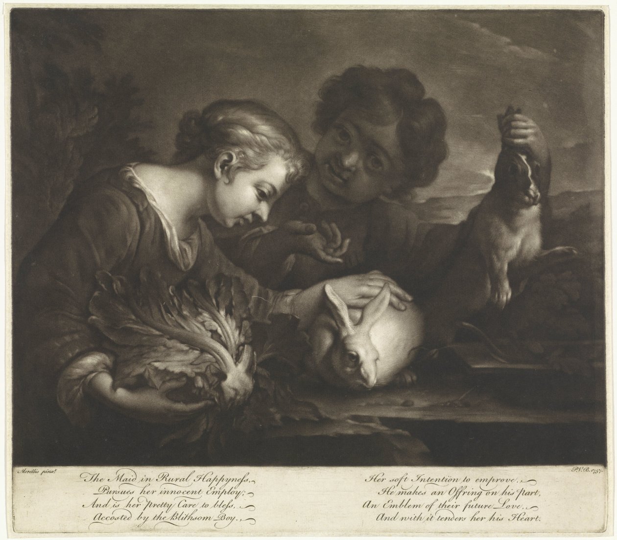 Due bambini con conigli da Pieter van Bleeck