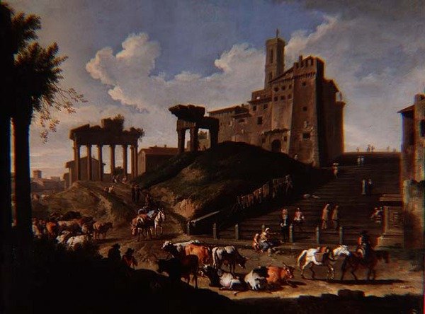 Veduta capriccio del Campo Vacchino da Pieter van Bloemen