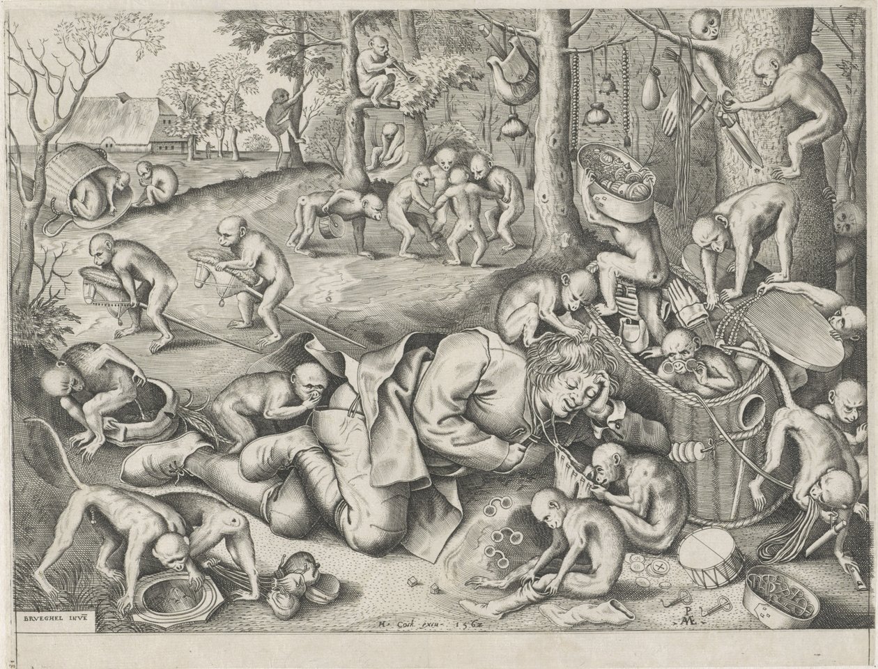 Marskramer derubato dalle scimmie da Pieter van der Heyden