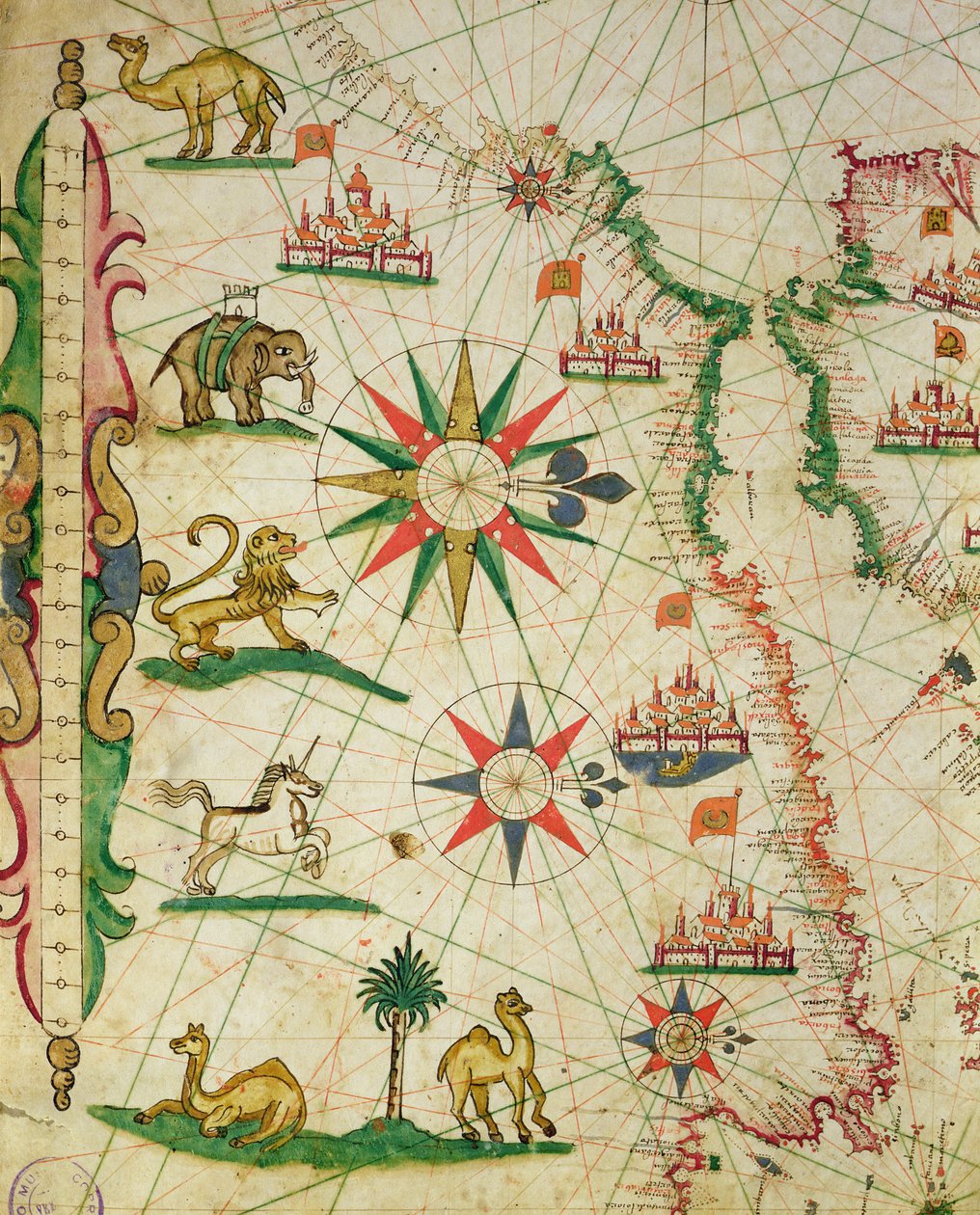 La costa nordafricana, da un atlante nautico, 1651 (dettaglio) da Pietro Giovanni Prunes