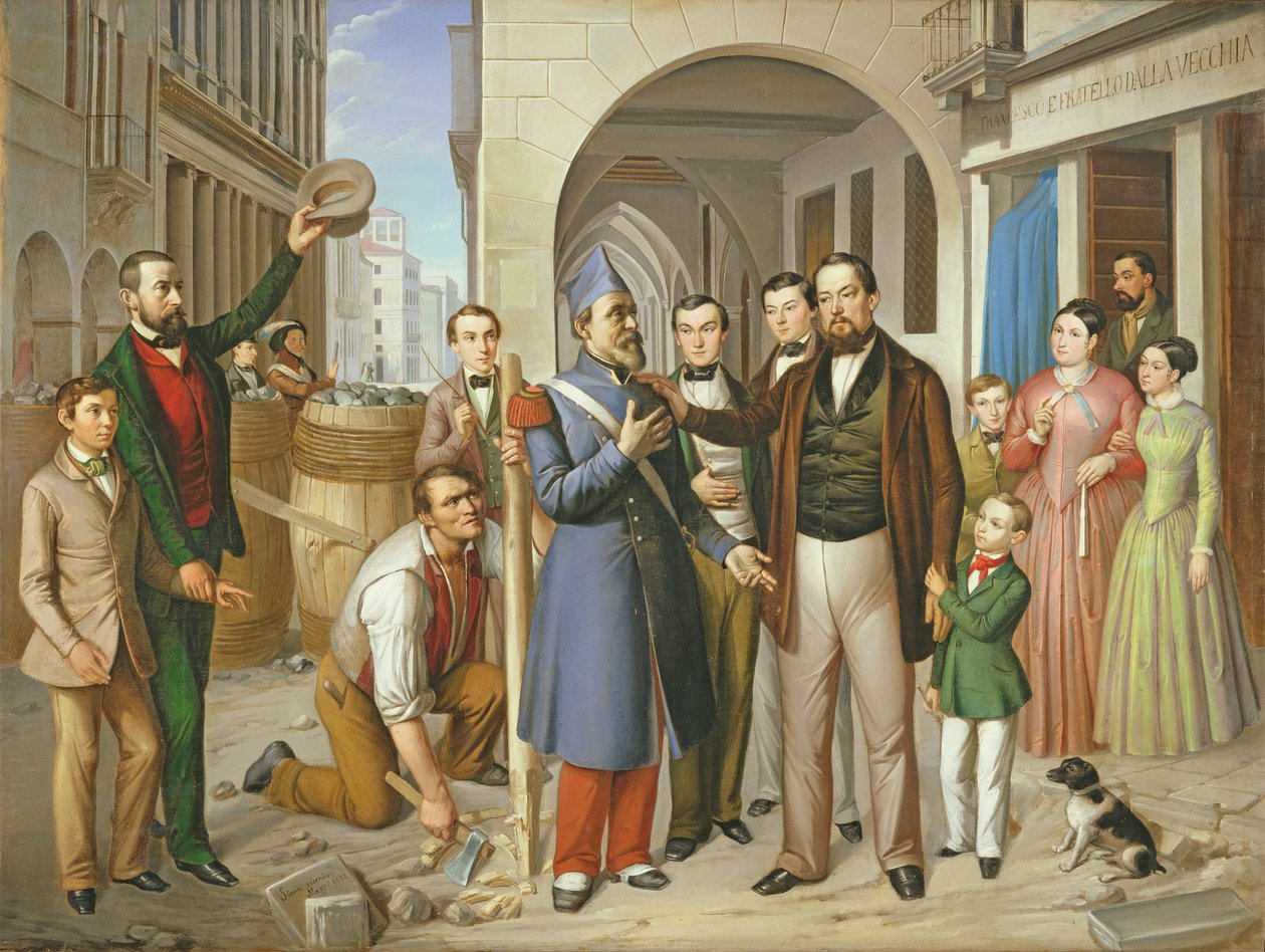 Organizzazione delle barricate sul Corso Palladio, 1848 da Pietro Negriolo