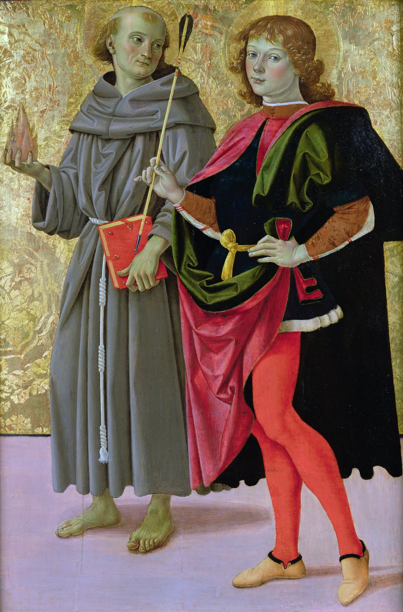 San Sebastiano con un santo francescano, c.1473 da Pietro Perugino