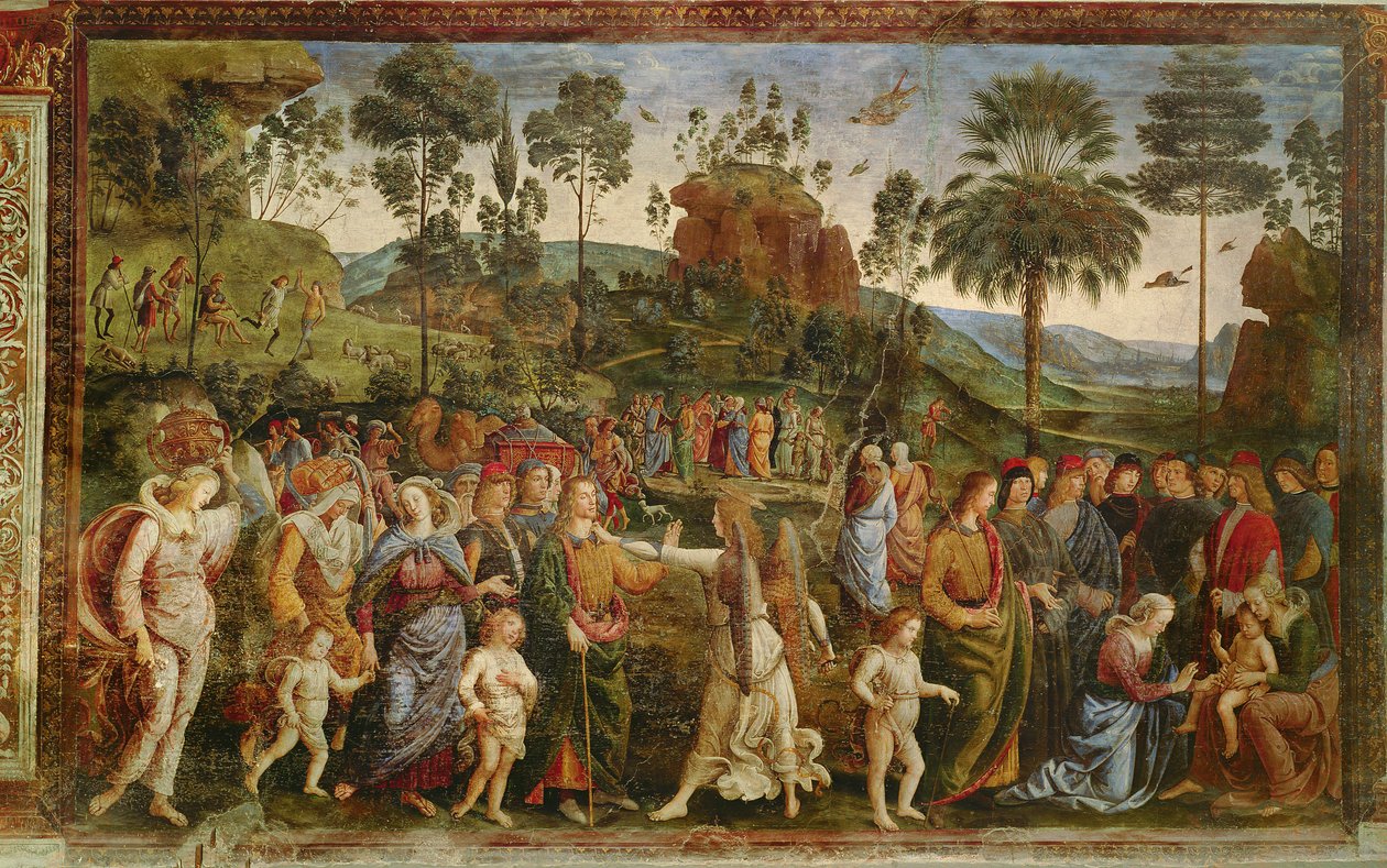 Il viaggio di Mosè, c.1481-83 da Pietro Perugino