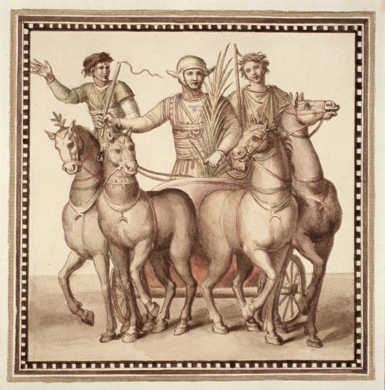 Ms Gen 1496 Piatto CXXII Gladiatori e carro, 1674 da Pietro Santi Bartoli