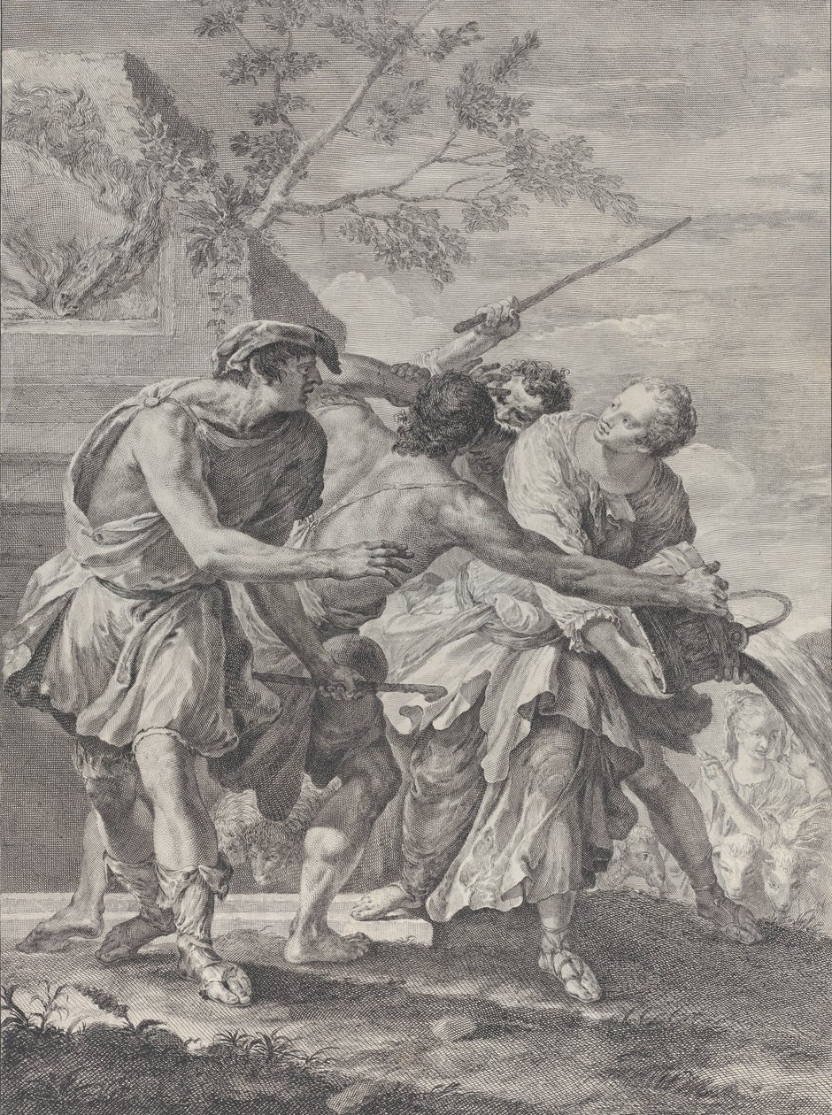 Mosè difende le figlie di Jetro da Pietro Monaco