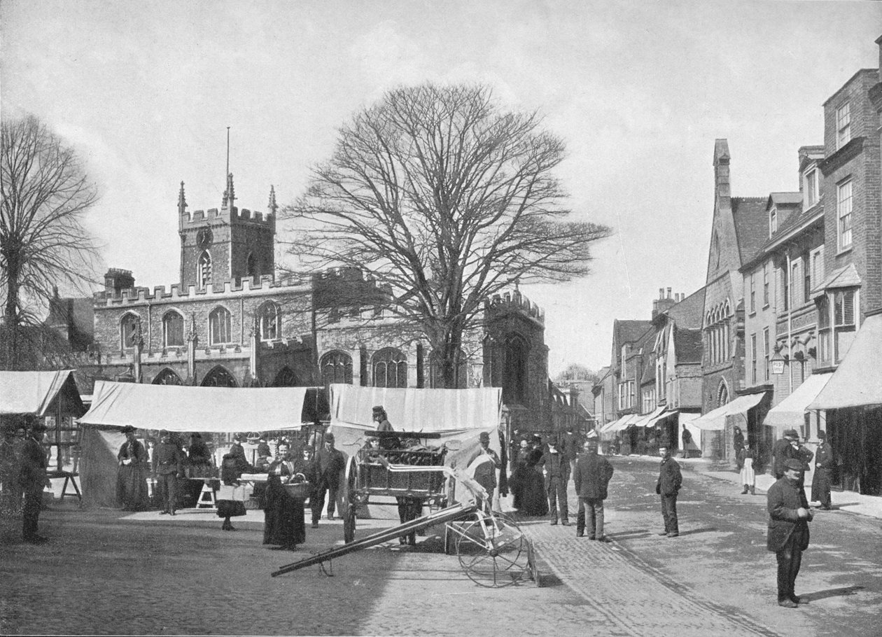 Piazza del Mercato, Huntingdon, c1896 da Poulton and Co