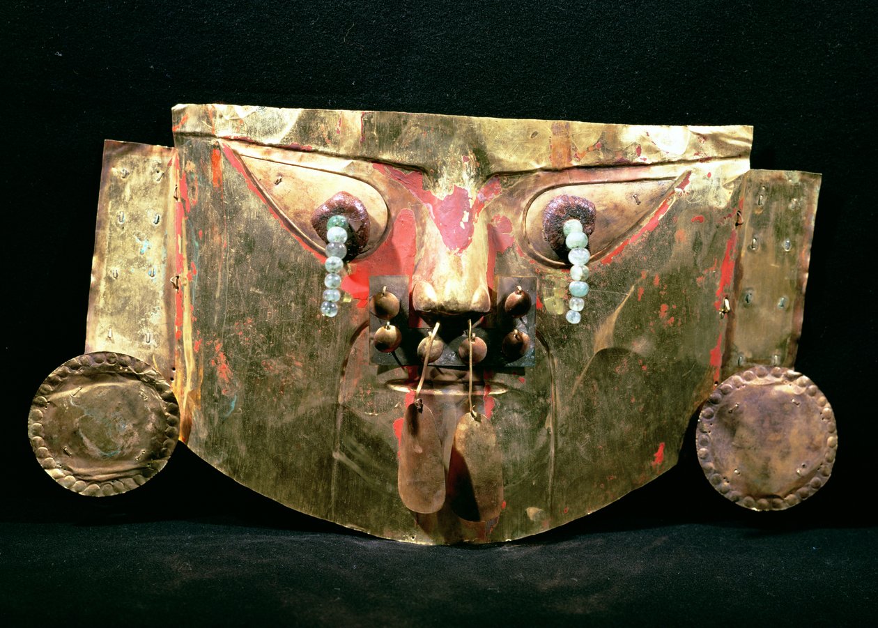 Maschera funeraria, Chimu (oro) da Pre Columbian