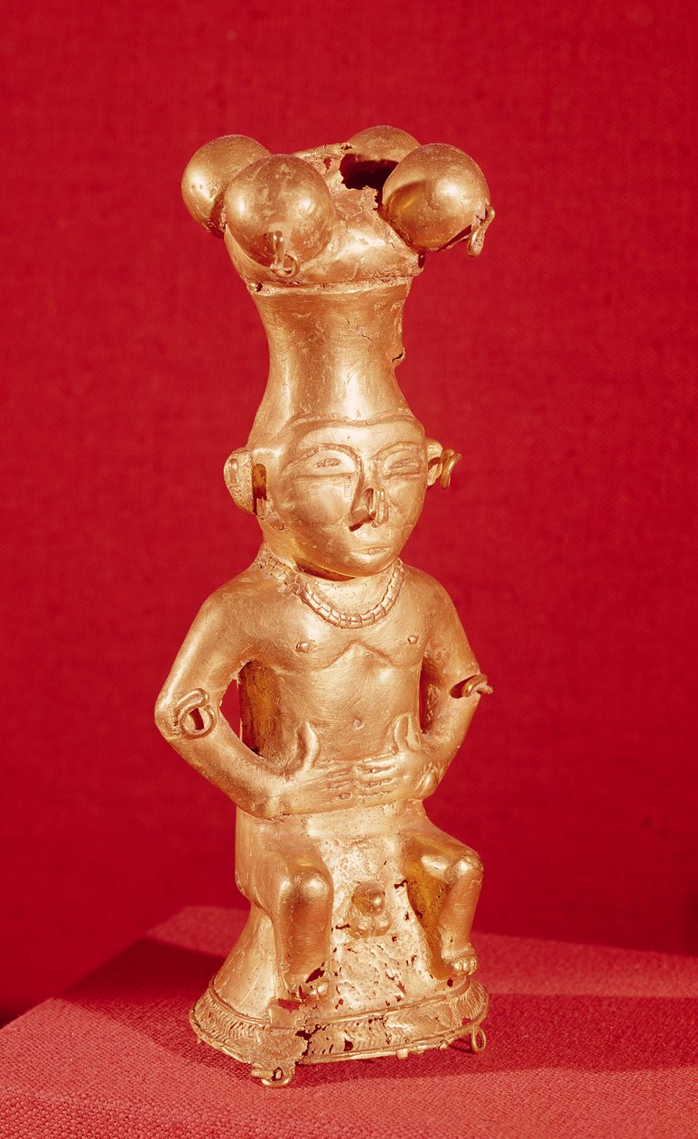 Contenitore Quimbaya a forma di uomo seduto, dalla Colombia da Pre Columbian