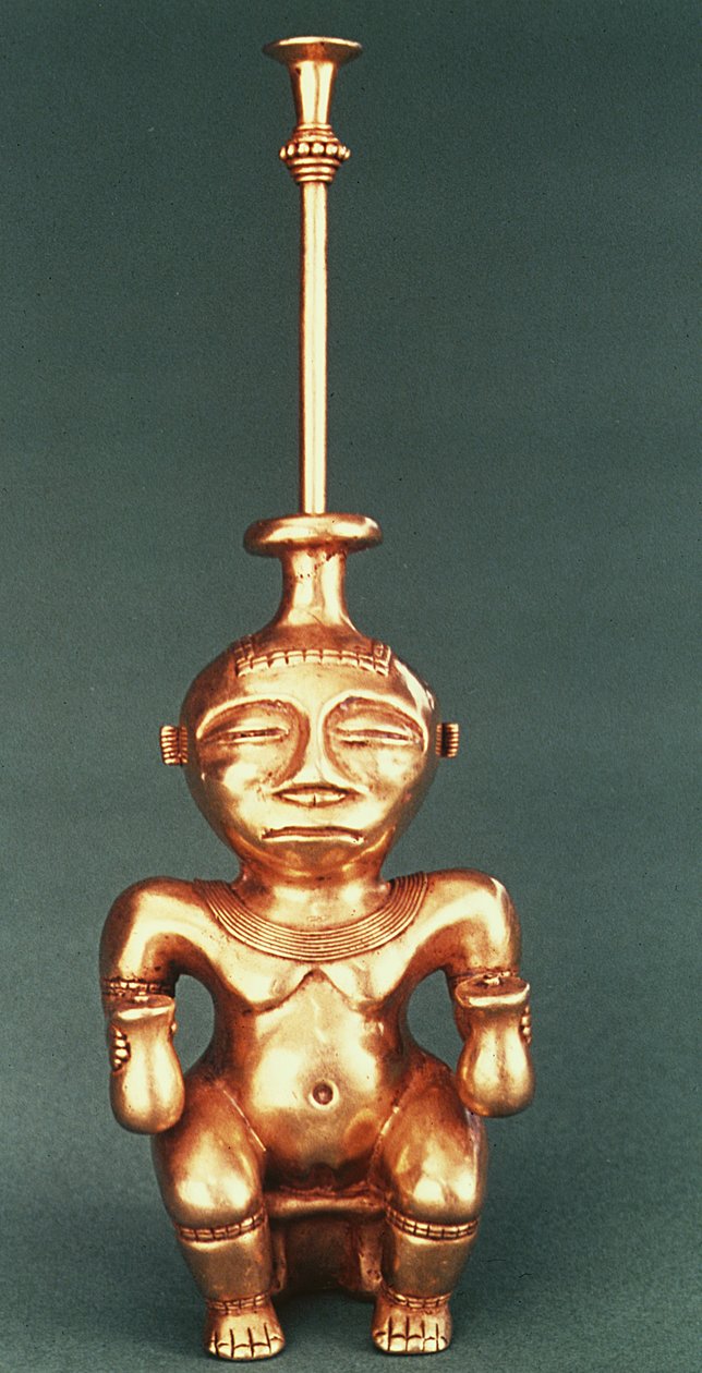 Contenitore di lime in oro colato, Quimbaya da Pre Columbian